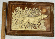 Vintage Dante Gentleman's Valet Mahogany Jewelry Box Hunting Dog Incolay Stone picture