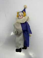 Vintage Collectible Circus Clown Poseable Porcelain colorful blue White pose picture