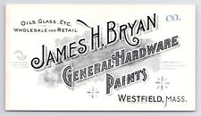c1880s~Westfield Mass~Hardware Store~James Bryan~Victorian Trade Business Card picture