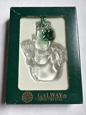 Galway Irish Crystal Snowman Hanging Ornament 3” x 2” With Box picture