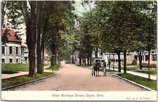 Postcard Clyde OH West Buckeye Street 1907 Horse Buggy K76 picture