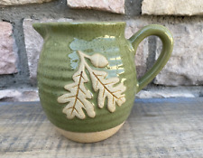 Teleflora’s Green and Tan Ceramic Pitcher - Vase Oak Leaf Acorn. picture