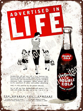 Double Cola Life Bottle Ad Soda Metal Sign 9x12