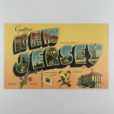 Postcard New Jersey NJ Large Letter Linen 1940s Unposted picture