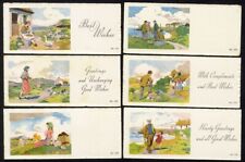 English Country 6 GREETING CARDS 1940's Cottages Seaside People Men Women Child picture