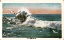 Antique White Border Postcard 1920s Ocean Breakers 57655 CT American Art picture