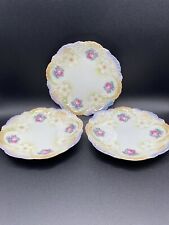 Vintage Bavaria Germany China Plates Pretty Floral Pearlescent Dessert Plates picture