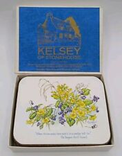 Boxed Set of 6 Rectangle Melamine Coasters Kelsey Of Stonehouse Quotes/Flowers  picture