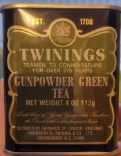  Vintage TWININGS GUNPOWDER GREEN TEA 4 OZ TIN BOX  picture