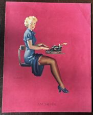 VTG 1940s Gil Elvgren Pinup ORIGINAL Print JUST THE TYPE Secretary 9.25 x 7.5 in picture