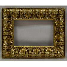 Ca.1850-1900 Old wooden frame decorative with metal leaf Internal: 12.9x8.4 in picture