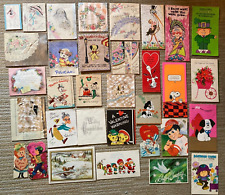 Lot~30 Vintage Used 1930s-1970s Greeting Cards~Art Deco~Valentine's~Wedding~Love picture
