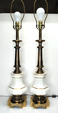 BEAUTIFUL PAIR VINTAGE STIFFEL PORCELAIN AND BRASS MCM 3-WAY TABLE LAMPS picture