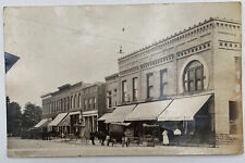 Postcard MI Main Street Scene Horse & Buggy Store Fronts Burr Oak Michigan RPPC picture