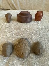 Ancient? terracotta, Clay, Stone Pottery Face sculptures? Lot Of 6 Pieces picture