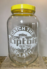 Vintage LIPTON Sun Tea Jar CATCH THE SPLASH One Gallon Glass Jug Yellow Lid RARE picture
