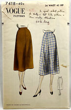 1951 Vogue Sewing Pattern 7418 Womens Skirt Size 40 34 Waist 43 Hip Vintag 13102 picture