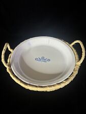 Corning Ware Vintage Blue Corn Flower 9” Pie Plate W/Basket P-309 very nice cond picture