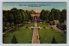 Chautauqua NY-New York, Bestor Plaza, Smith Library Vintage c1953 Postcard picture