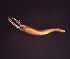 Vintage Italian Cornicello Keyring Pepper Horn Good Luck Charm Cast Bronze 3.15