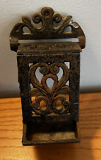 VINTAGE CAST IRON WOODEN MATCHSTICK/MATCH HOLDER WALL MOUNT picture