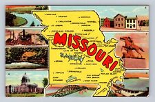 Missouri State Map, Mining District, Capitol, Bridge, Dam, Vintage Postcard picture