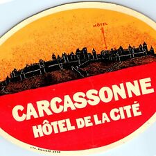 c1930s Carcassonne, France Luggage Label Hotel De La Cite Citadel Roudiere C42 picture