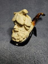 Bacchus Block Meerschaum Hand Carved Pipe w/ fitted case, Jungle Explorer Pirate picture