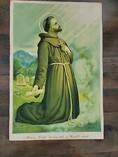 Vtg St Francis Naslikao Jurkic 1938 board print catholic Nikola Italy ? Religion picture