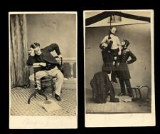 Rare Unusual Set Old CDV Photos Incl Hanging Soldier Creepy 1800s Photography picture