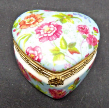 Formalities By Baum Bros Porcelain “Floral” Heart Shaped Hinged Trinket Box picture
