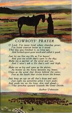 Cowboy Western Postcard Cowboys Prayer Poem Rodeo 1936 PX picture