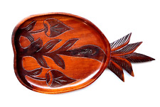 Vintage Hand Carved Two-Tone Wooden Pineapple Shaped Tray, Tropical Style Decor picture