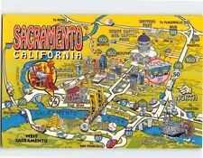 Postcard Map & Attractions of Sacramento California USA picture