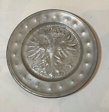 rare antique 1634 17th century engraved hand forged pewter eagle dinner plate picture