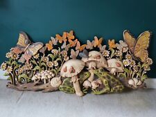 Vintage Burwood Butterfly Frogs Mushroom Wall Hanging  70s,  cottagecore, hippie picture