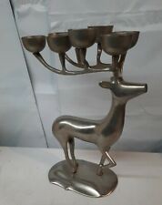 Vintage Silver Deer Reindeer Antler 8 Candle Holder Candelabra 13.5” Tall picture