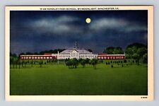 Winchester VA-Virginia, Handley High School By Moonlight, Vintage Postcard picture