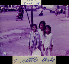 1968 Slide Photo Vietnam War Cute Girls Children Laugh Smile Street Scooter 35mm picture