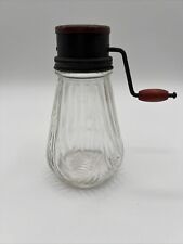 Vintage Nut/Spice Grinder/Glass Jar 6 in. with Metal Lid + Hand Crank Farmhouse picture