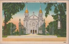 St. Boniface Cathedral Manitoba Canada 1951 Linen Postcard UNP 8049.1 picture