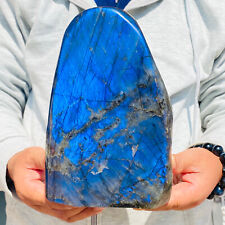 8.81LB Large Natural Dark Blue Flash Labradorite Quartz Crystal Freeform Healing picture