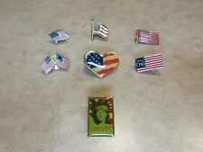 Lot of 7 American Flag Lapel Pins Tie Tacks. Americana Patriotic Liberty picture