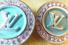Two     100%  LV  BUTTONS  green  & gold  mm 0,9 inch LV picture