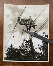 Vintage 1920s -30s Telephone Lineman Lineworker on Pole Original 8x10 Photo picture