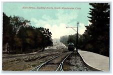 c1910's Main Street Rail Road Locomotive South Manchester Connecticut Postcard picture