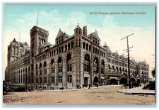c1910 C.P.R. Windsor Station Montreal Quebec Canada Horse Carriage Postcard picture