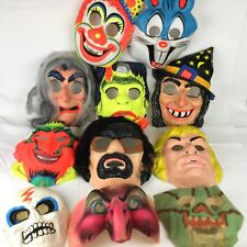 11 Vintage Plastic Kids Masks Lot Ben Cooper? Collegeville? picture