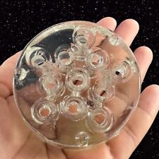 Antique Heavy Clear DOMED GLASS FLOWER FROG 11 Hole Glass Holder Vintage picture