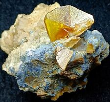 82g Rare Honey Color Titanite Sphene Twin Crystals Specimen on matrix- Pakistan picture